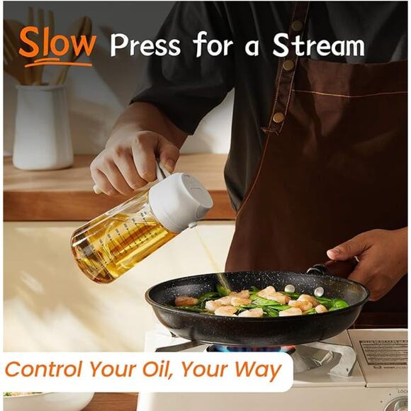 2 in 1 Glass Olive Oil Dispenser Bottle Sprayer for Cooking- White - Picture 5 of 6